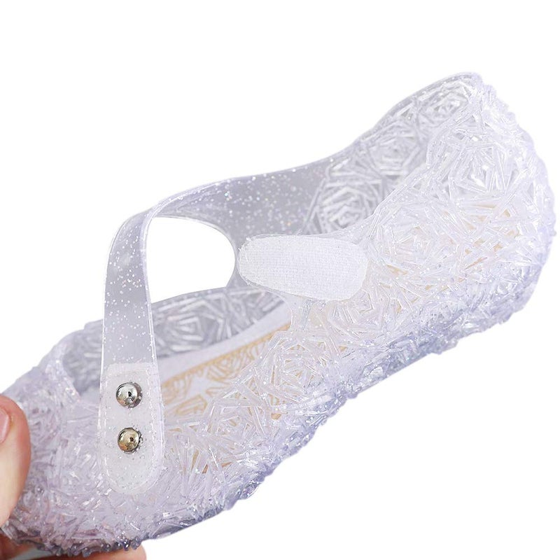 techcity Princess Girls Sandals Dress Up Dance Party Cosplay Jelly Shoes for Kids Toddler Mary Janes (A-White, Numeric_1_Point_5) - Image 2